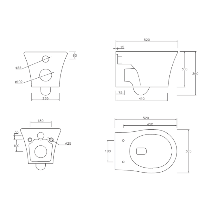 Sadie Rimless Wall Hung WC & Soft Close Seat - Image 5