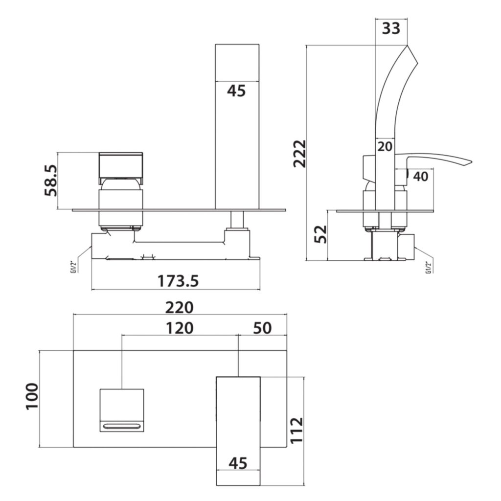 Descent Wall Mounted Basin Mixer - Matt Black - Image 2