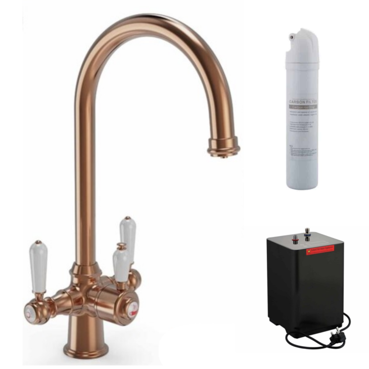Ellsi 3-in-1 Instant Hot Water Tap with Boiler & Filter - Brushed Copper