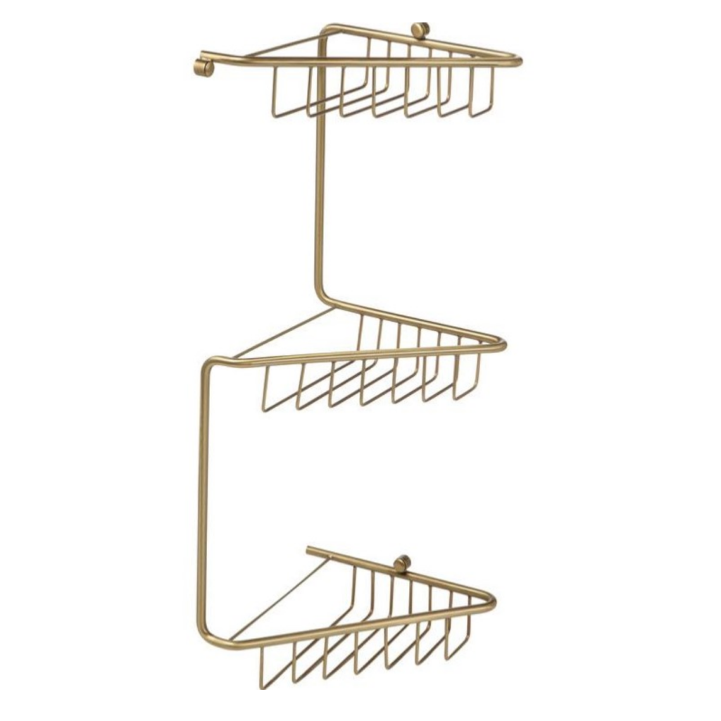 3-Tier Corner Shower Storage - Brushed Brass