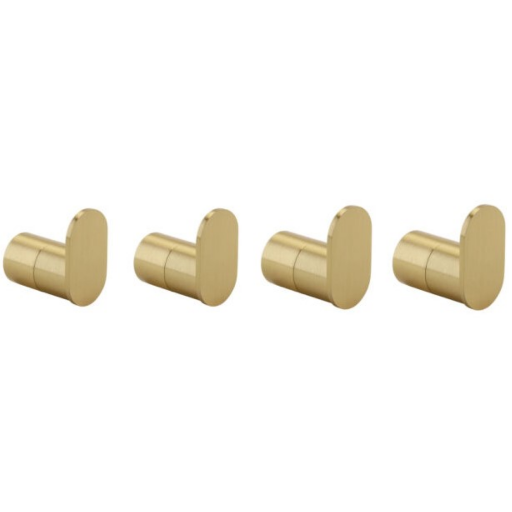 Pack Of 4 - Brushed Brass Robe Hook