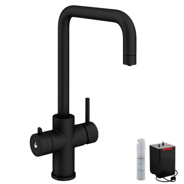 Ellsi 4 in 1 Hot Water Kitchen Sink Mixer - Matt Black