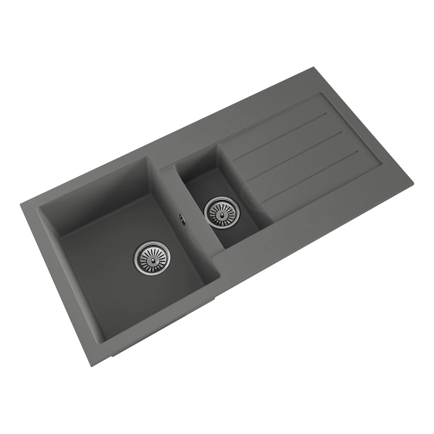 Ellsi Comite 1.5 Bowl Inset 1000 x 500 Matt Grey Reversible Kitchen Sink - Image 3