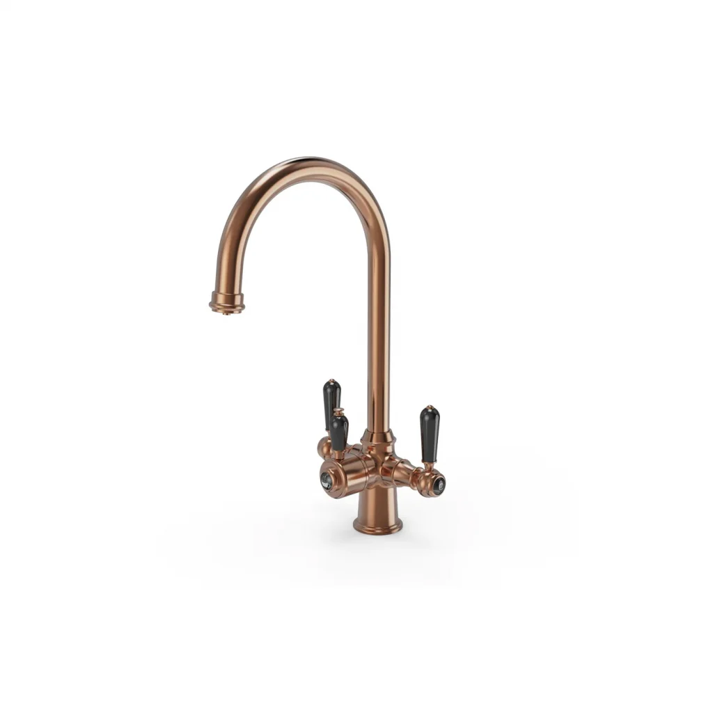 Ellsi Traditional 3-in-1 Boiling Water Tap with Ceramic Handles Brushed Copper - Image 2