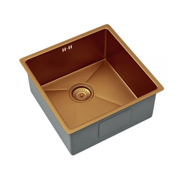 Ellsi Elite Brushed Copper Undermounted Or Inset Kitchen Sink 440mm & Waste - Image 3
