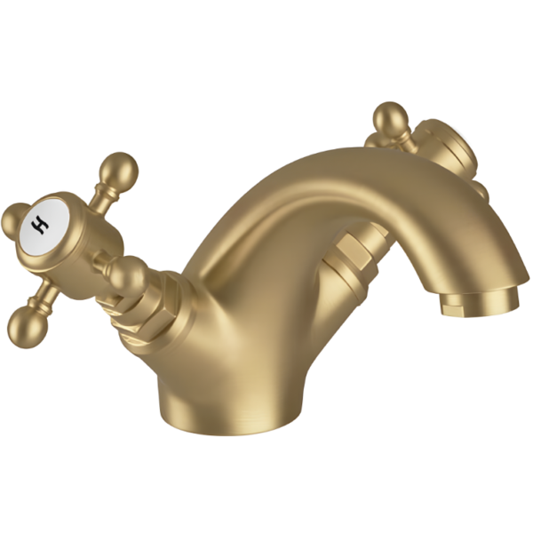 Sognare Traditional Basin Mixer Tap & Waste - Brushed Brass