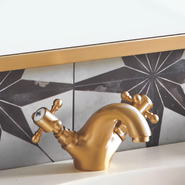 Sognare Traditional Basin Mixer Tap & Waste - Brushed Brass - Image 2