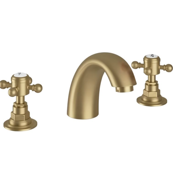 Sognare Traditional 3 Hole Basin Mixer Tap - Brushed Brass