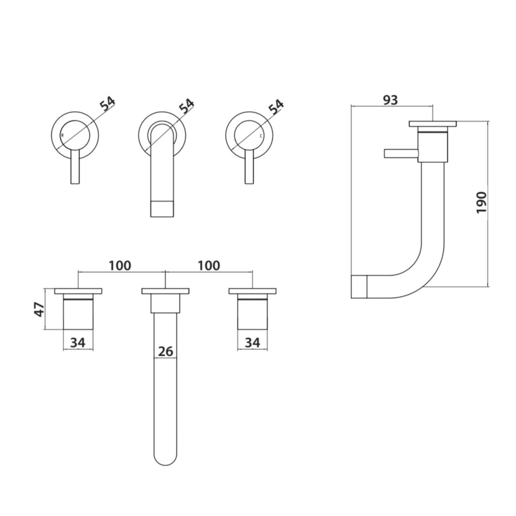 Premier Wall Mounted Basin Mixer - Chrome - Image 2