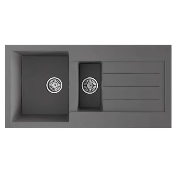 Ellsi Comite 1.5 Bowl Inset 1000 x 500 Matt Grey Reversible Kitchen Sink