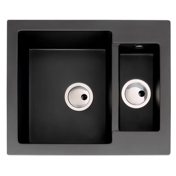 Abode Zero 1.5B Granite Inset Reversible Kitchen Sink – Black Metallic