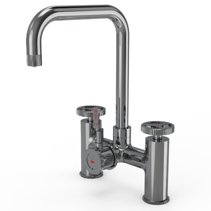 Ellsi Industrial Bridge 3 In 1 Hot Water Kitchen Sink Tap with Boiler and Filter - Chrome - Image 3