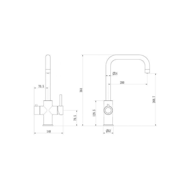 Ellsi 3 in 1 Boiling Hot Water Kitchen Sink Mixer Tap Gunmetal - Image 7