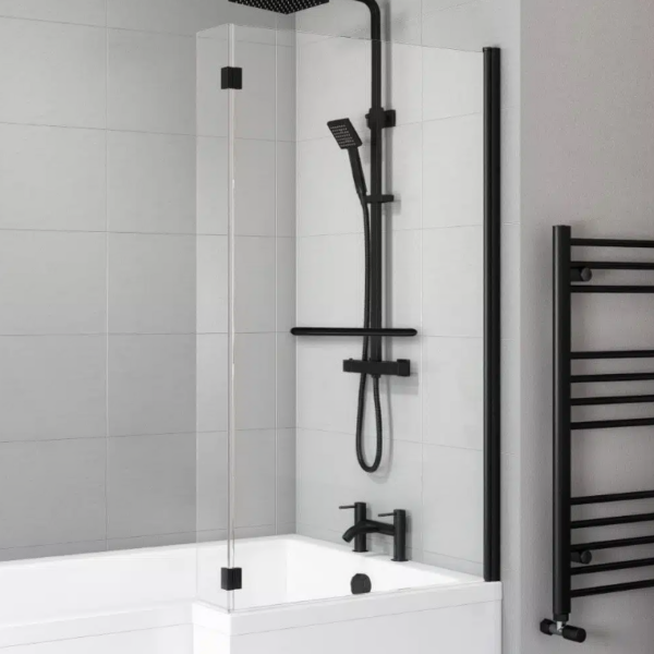 Titan L-Shape Shower Bath with Black Bath Screen – Left/Right-Handed – 1500mm to 1800mm - Image 2