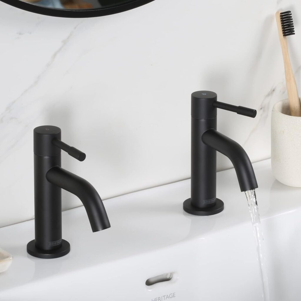 Bristan Mila Basin Pillar Taps MI 1/2 BLK - Matt Black - Image 2