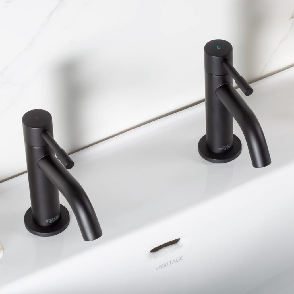 Bristan Mila Basin Pillar Taps MI 1/2 BLK - Matt Black - Image 4