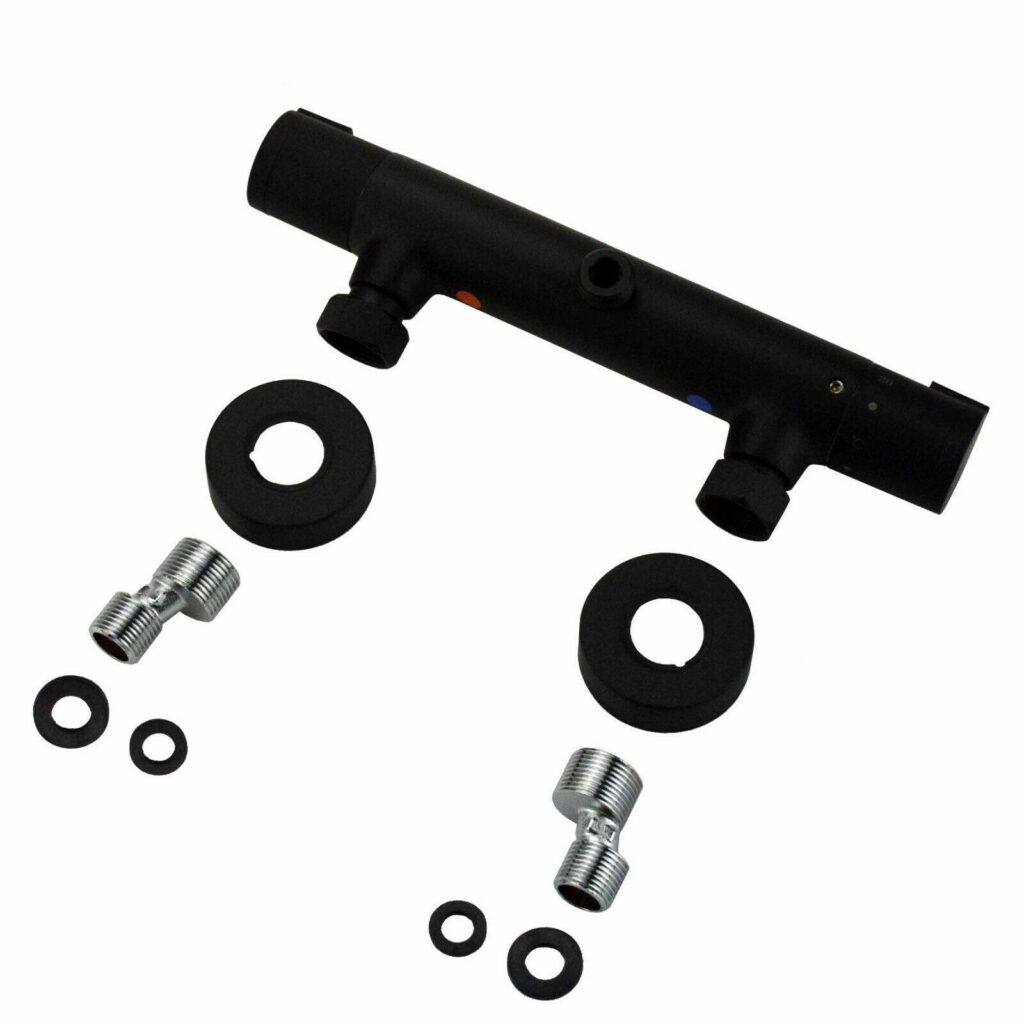Matt Black Round Thermostatic Bar With Shower Rail Kit - Image 4