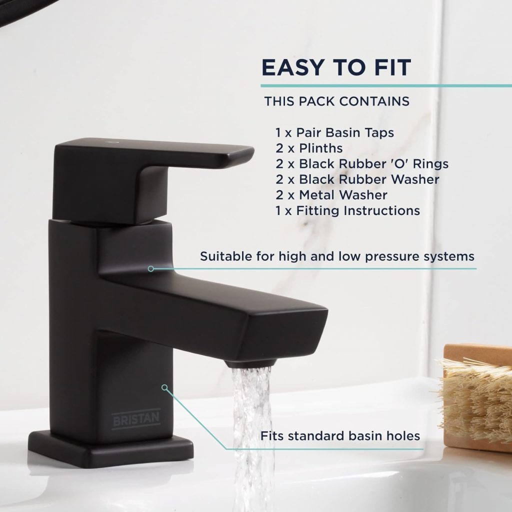 Bristan Cobalt Basin Pillar Taps (COB 1/2 BLK) - Matt Black - Image 3