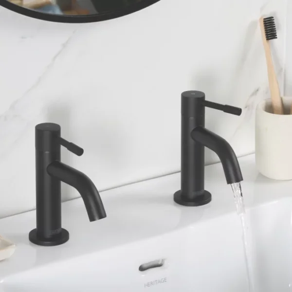 Bristan Mila Bath Pillar Taps MI 3/4 BLK - Matt Black - Image 2