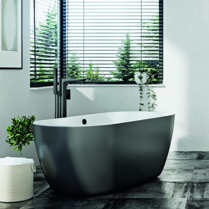 Muro Freestanding Bath Shower Mixer - Matt Black - Image 3