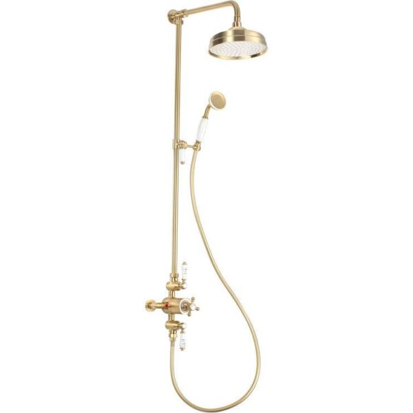 Brushed Brass Traditional Shower Mixer Kit