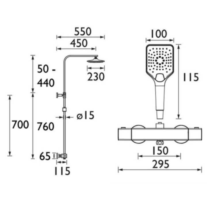 Bristan Craze Square Safetouch Rigid Riser Bar Mixer Shower - Image 3