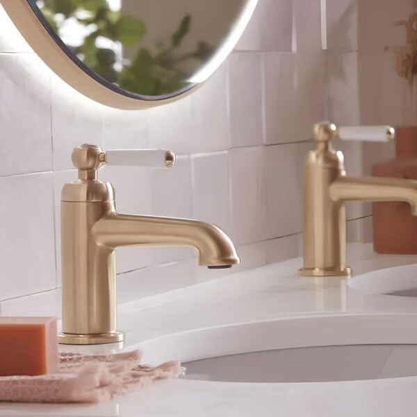 Tavistock Lansdown Basin Taps - Brushed Brass - Image 2
