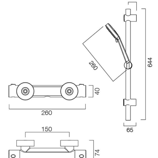 Tavistock Quantum Cool Touch Thermostatic Bar Valve & Handset - Image 3