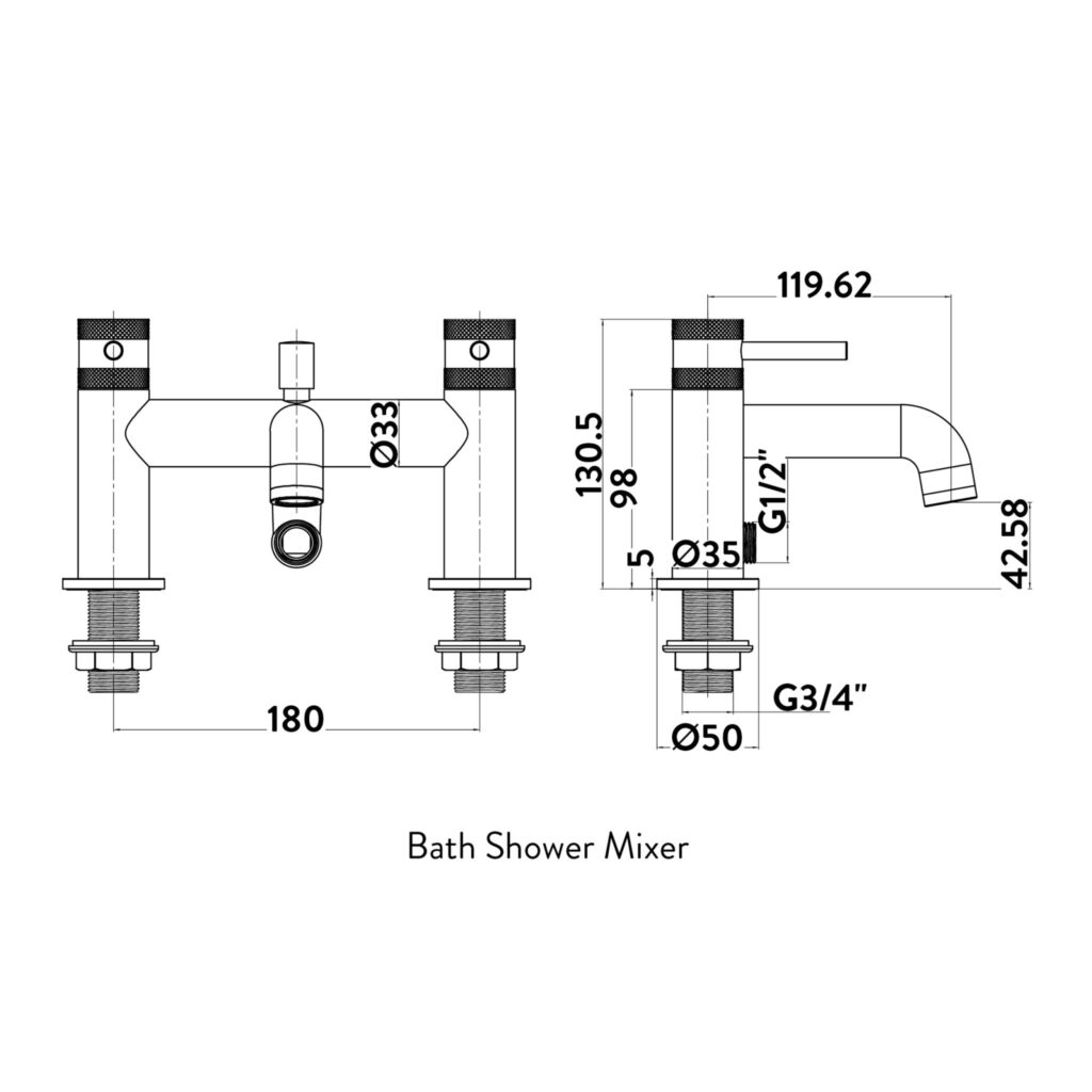 Core Round Style Bath Shower Mixer Tap & Screw Head - Chrome - Image 2