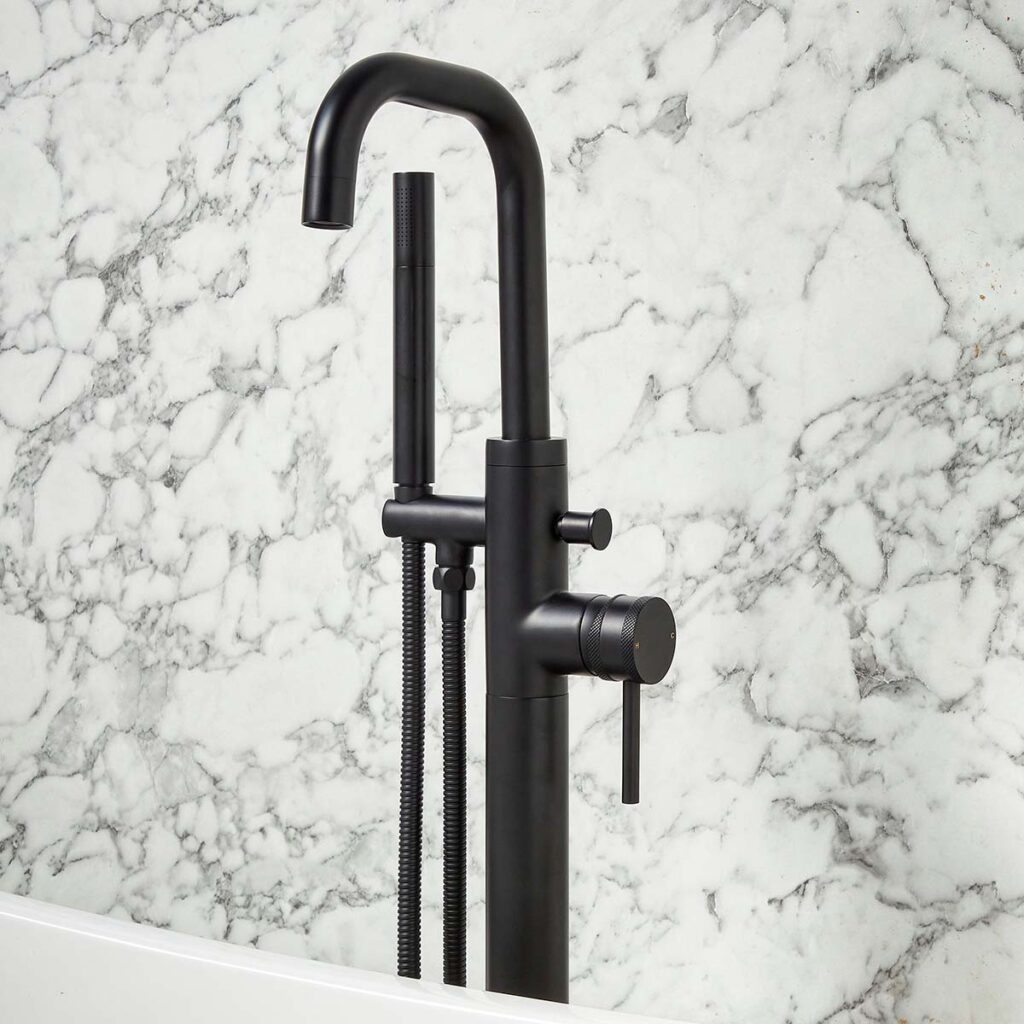 Core Freestanding Bath Shower Mixer & Screw Head - Matt Black - Image 2