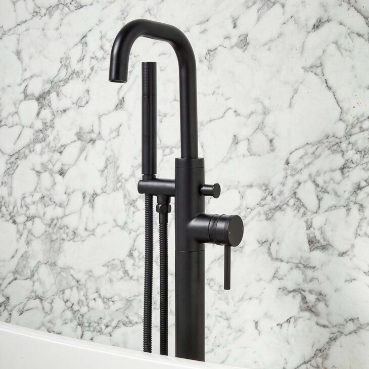 Core Freestanding Bath Shower Mixer & Screw Head - Matt Black - Image 2