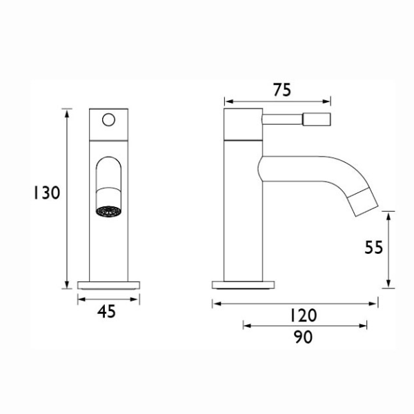 Bristan Mila Basin Pillar Taps MI 1/2 BLK - Matt Black - Image 6