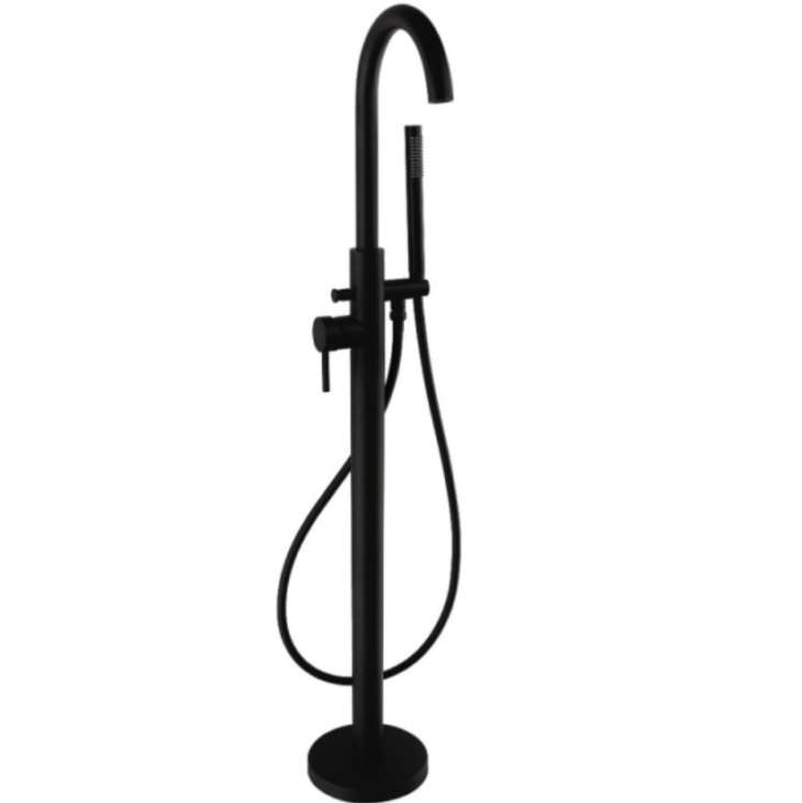 Nero Round Freestanding Bath Shower Mixer - Matt Black