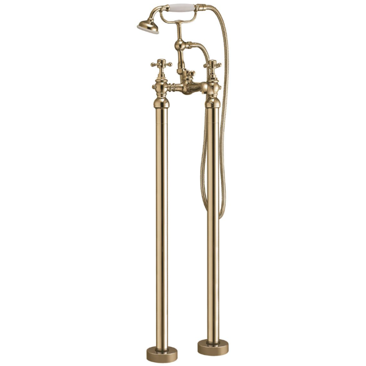 Beatrice Freestanding Bath Shower Mixer - Brushed Brass