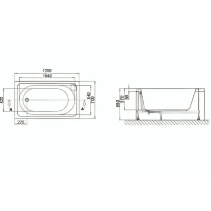 1200 x 700mm Round Space Saving Single Bath - Image 3
