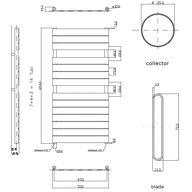 Hudson Reed Flat Panel Radiator 1213mm x 500mm - Anthracite - Image 2