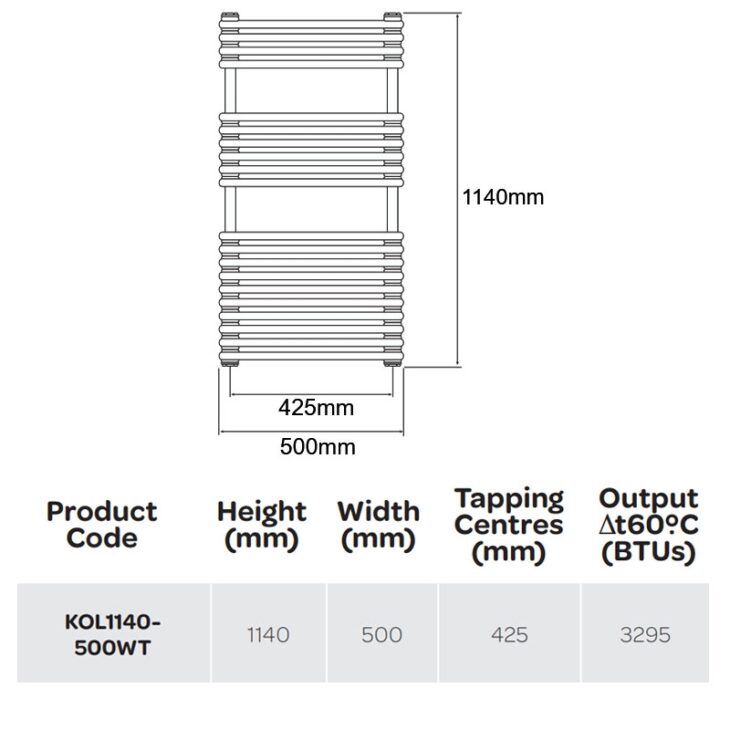 Kartell Kolumn Designer Towel Rail 1140mm H x 500mm W - White - Image 2