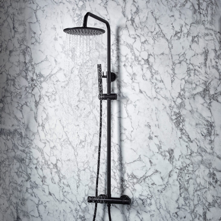 Core Black Round Rigid Riser Shower - Image 2