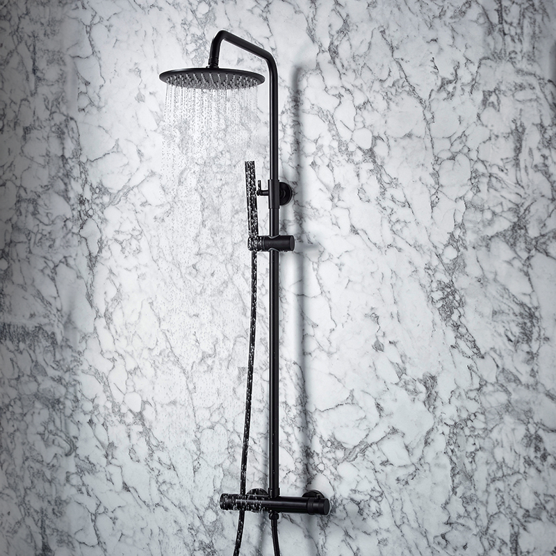 Core Black Round Rigid Riser Shower - Image 2