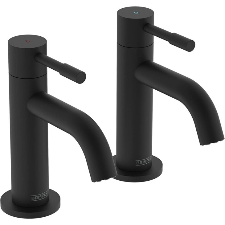 Bristan Mila Basin Pillar Taps MI 1/2 BLK - Matt Black