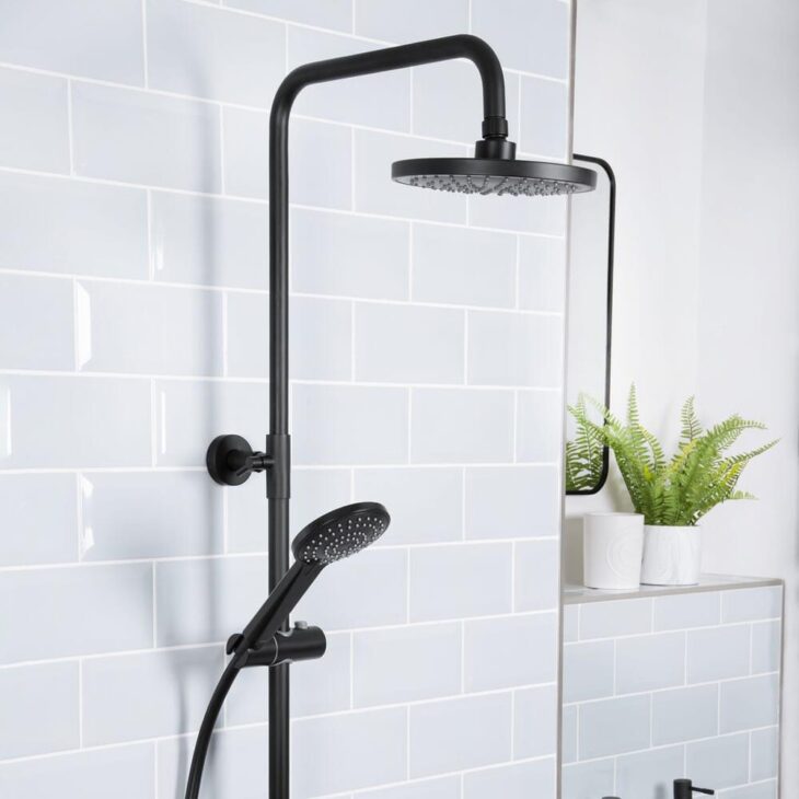 Bristan Safetouch Buzz 2 Bar Shower with Telescopic Riser Kit - Black - Image 2