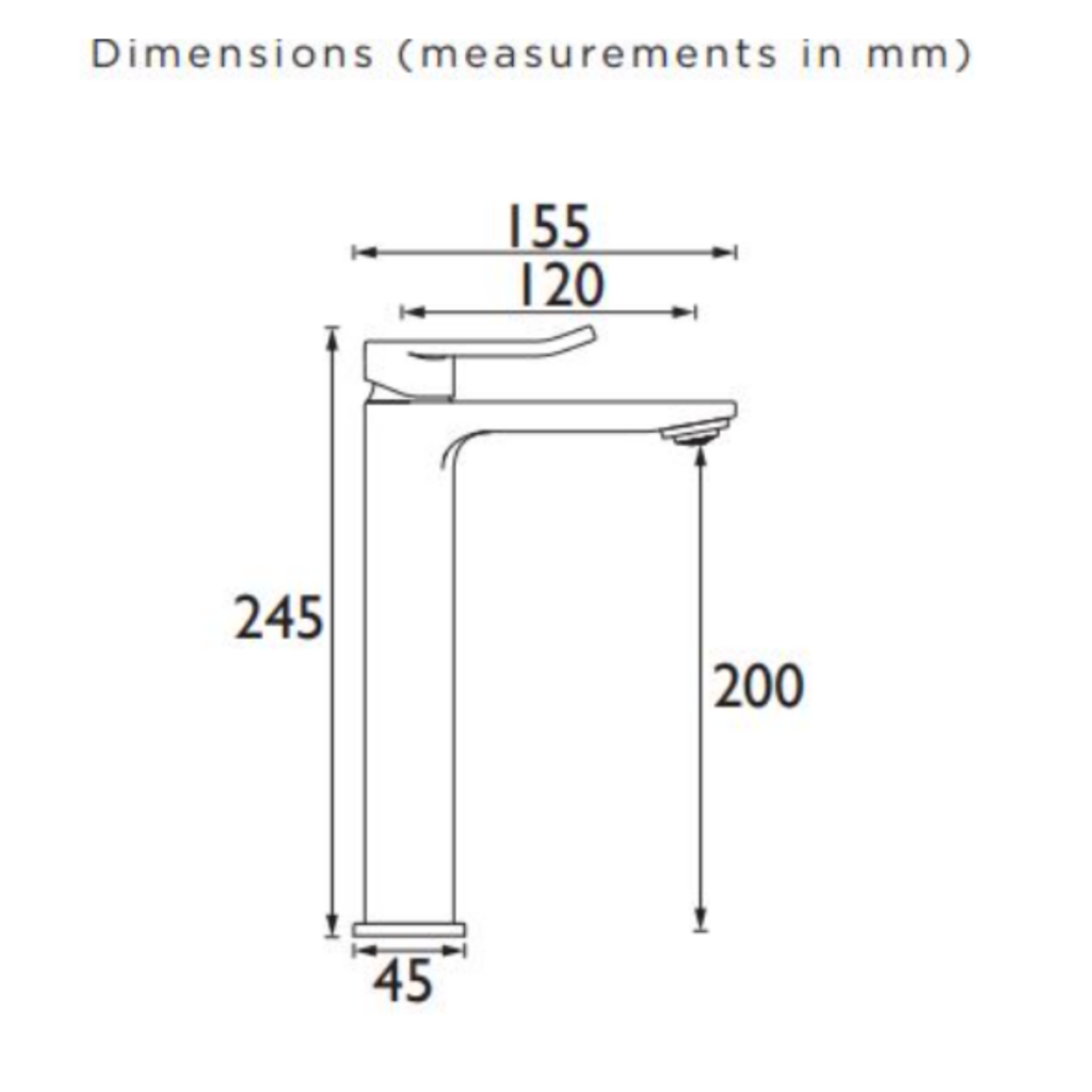 Bristan Saffron Chrome Eco start Tall Basin Mixer Tap with Clicker Waste - Image 3