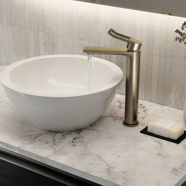 Bristan Saffron Eco Start Tall Basin Mixer Brushed Brass - Image 2