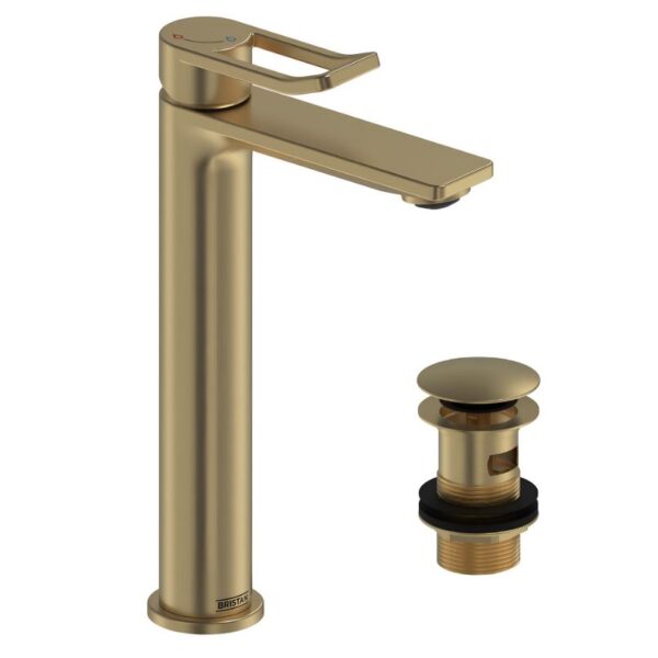 Bristan Saffron Eco Start Tall Basin Mixer Brushed Brass