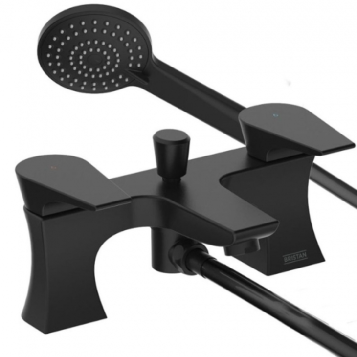 Bristan Hourglass Bath Shower Mixer Tap Pillar Mounted- Black