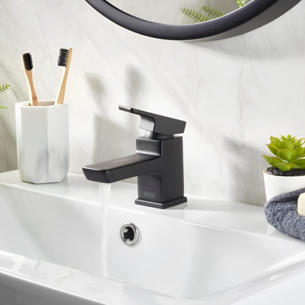Bristan Cobalt Basin Mixer Tap with Clicker Waste - Black - Image 2