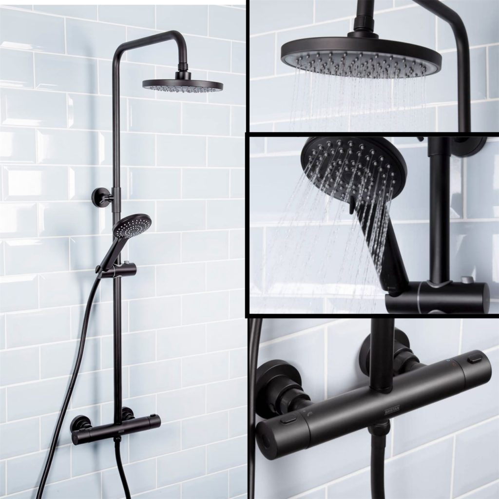 Bristan Safetouch Buzz 2 Bar Shower with Telescopic Riser Kit - Black - Image 4