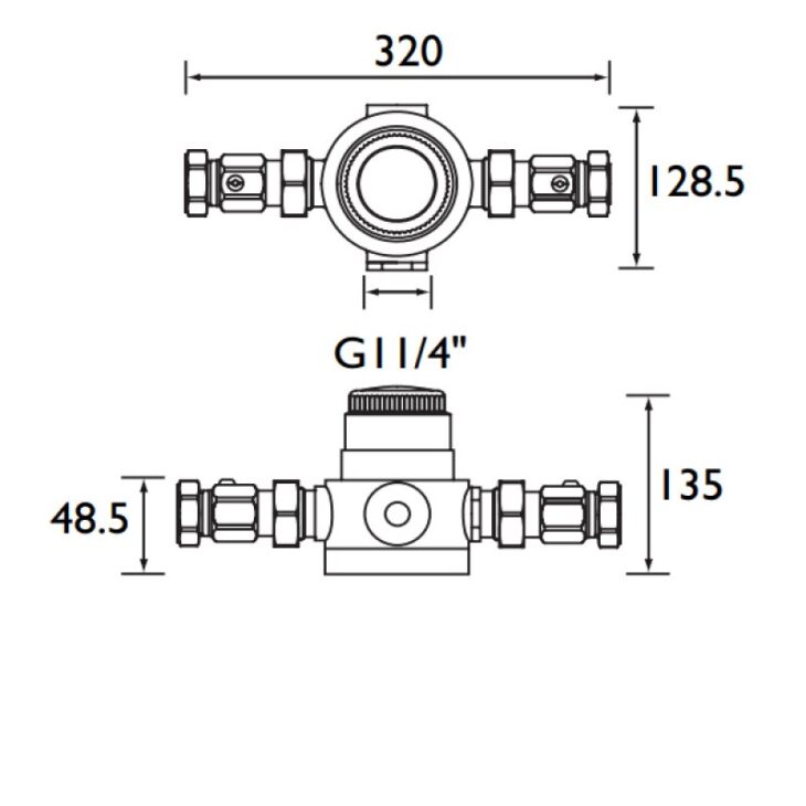 Bristan Commercial Thermostatic Mixing Valve 28mm - Chrome - Image 2