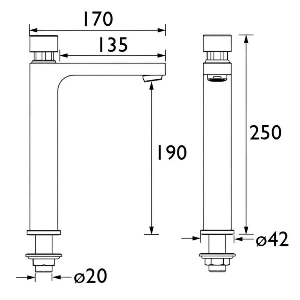 Bristan Commercial Timed Flow Tall Basin Tap - Chrome - Image 2
