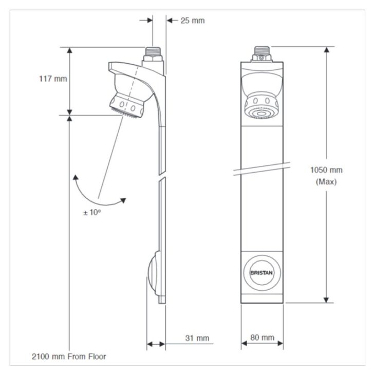 Bristan Timed Flow Shower Panel with Adjustable Head - Chrome/Satin - Image 2